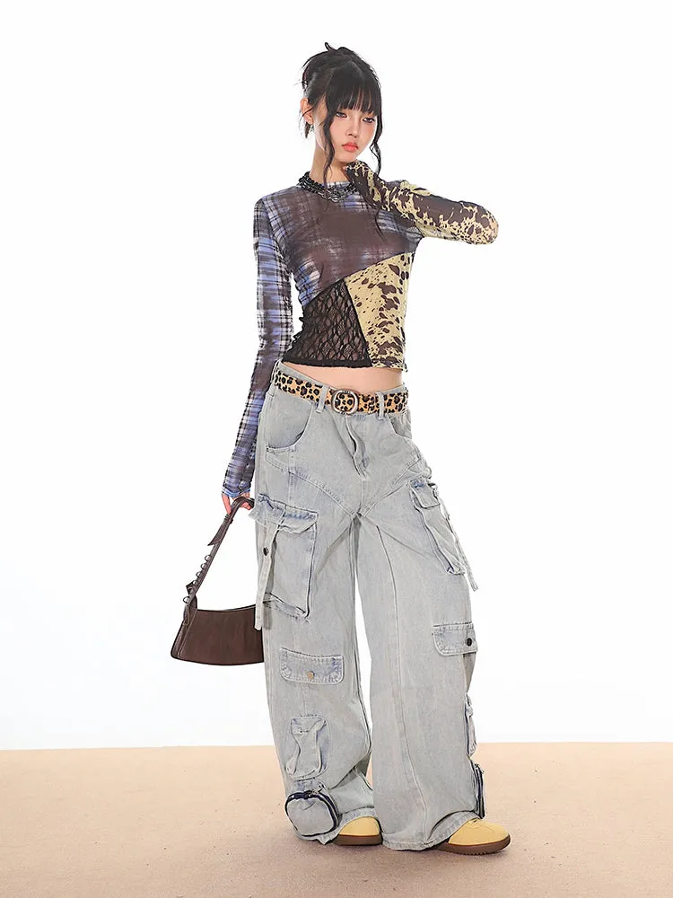 Light Vintage Wash Oversized Cargo Jeans