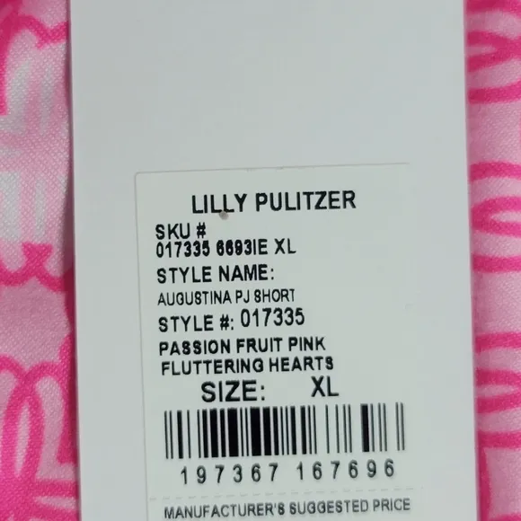 Lilly Pulitzer Augustina PJ Short in Flattering Hearts NWT Size XL