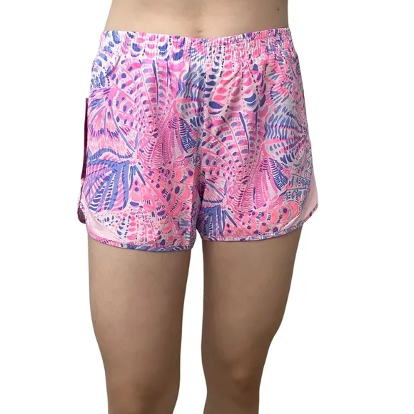 Lilly Pulitzer Luxletic Ocean Trail Short Pink Seashell Beach Size Small New