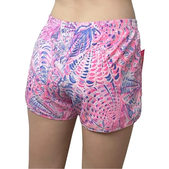 Lilly Pulitzer Luxletic Ocean Trail Short Pink Seashell Beach Size Small New