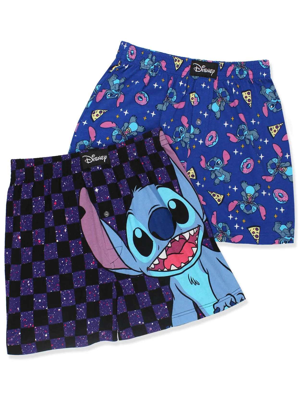 Lilo & Stitch Galaxy Check Cotton Jersey Button Fly Boxer Shorts