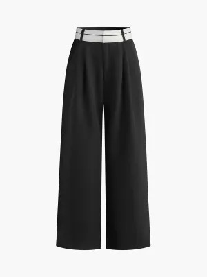 Lina - Casual wide-leg pants in contrast