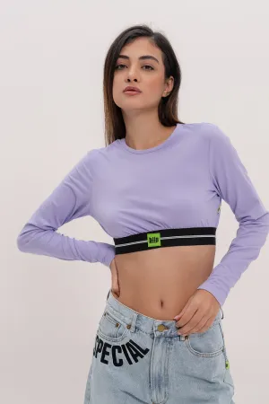 Long Sleeve Crop Top -  Lilac