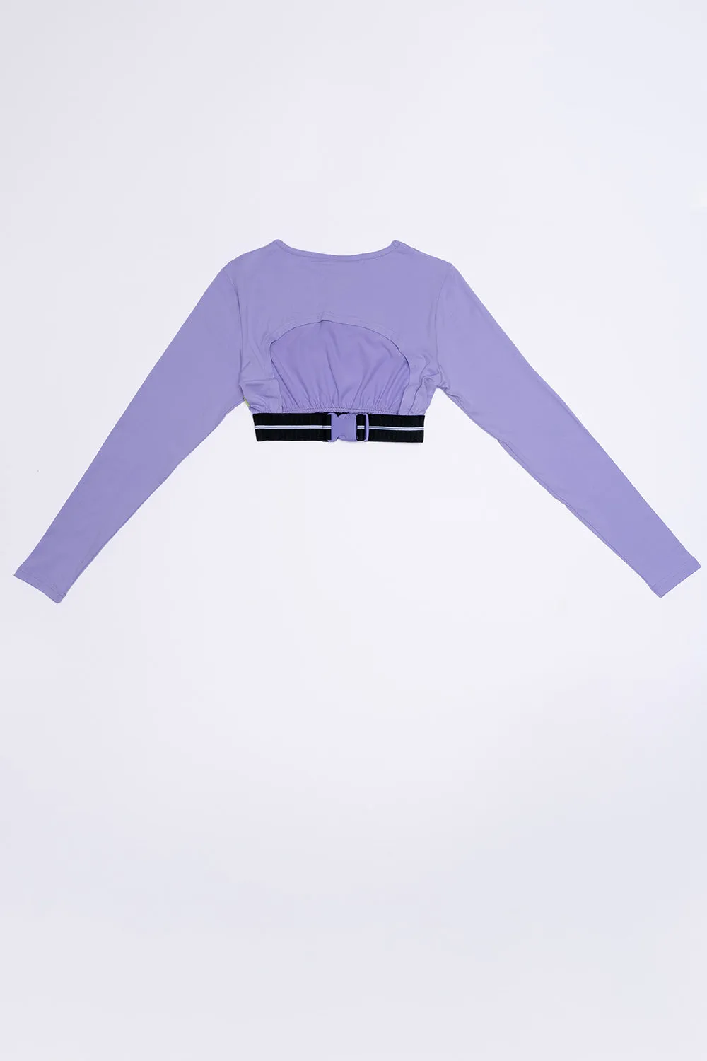 Long Sleeve Crop Top -  Lilac