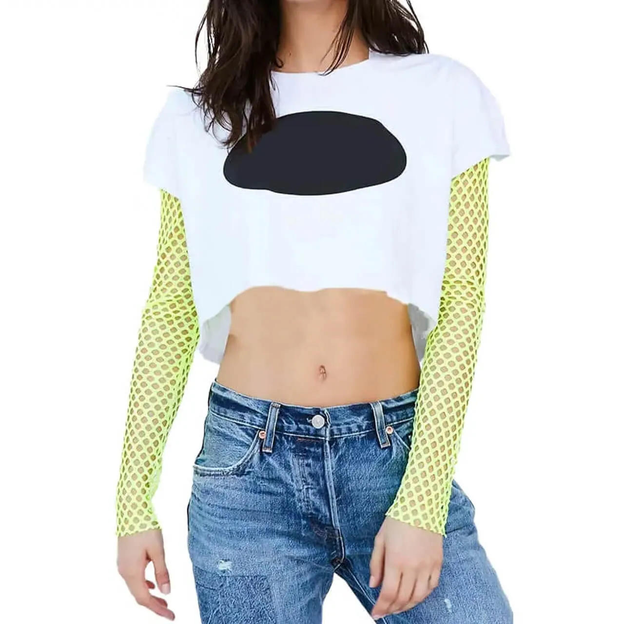 Long Sleeve Fishnet Y2K Mesh Women's Extreme Crop Top