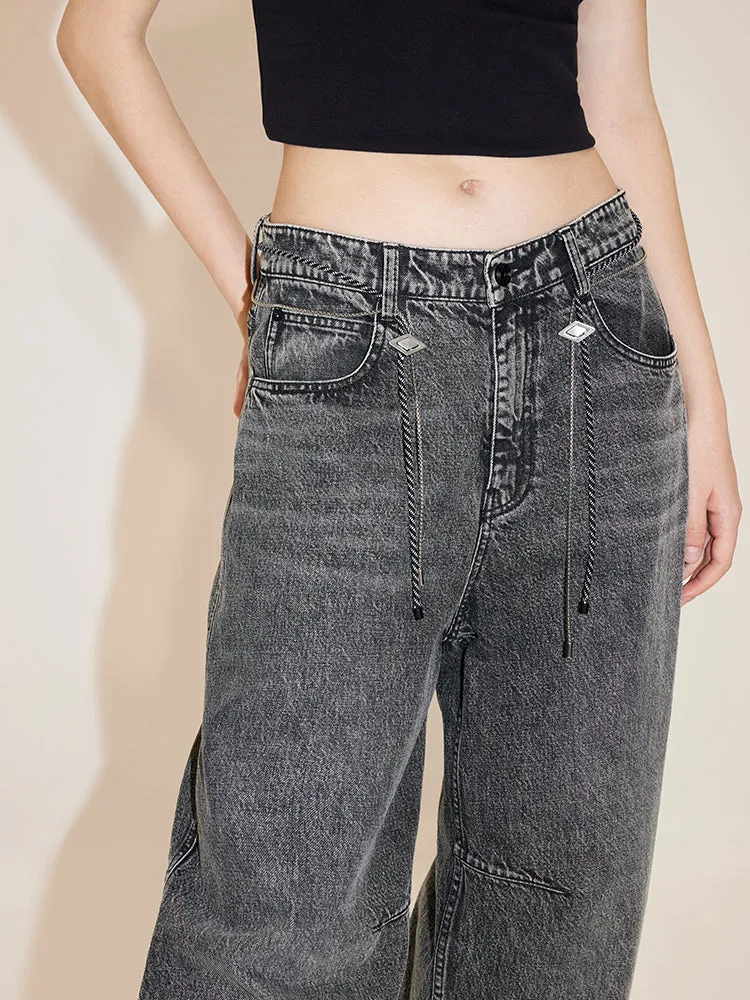 Loose Fit Jeans With Waist Chain
