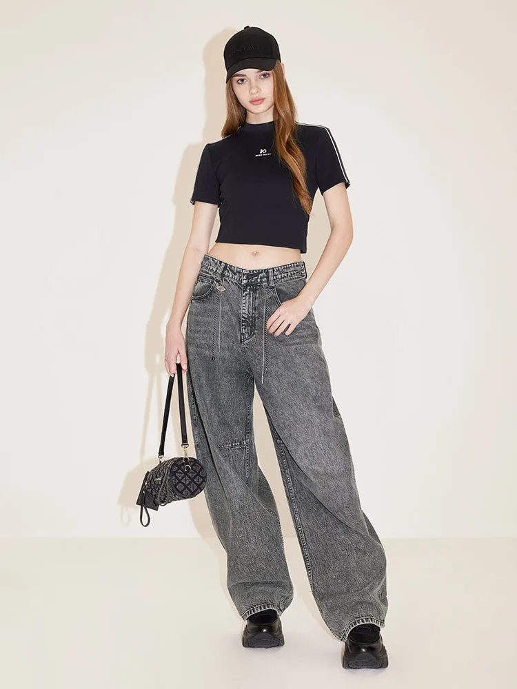 Loose Fit Jeans With Waist Chain