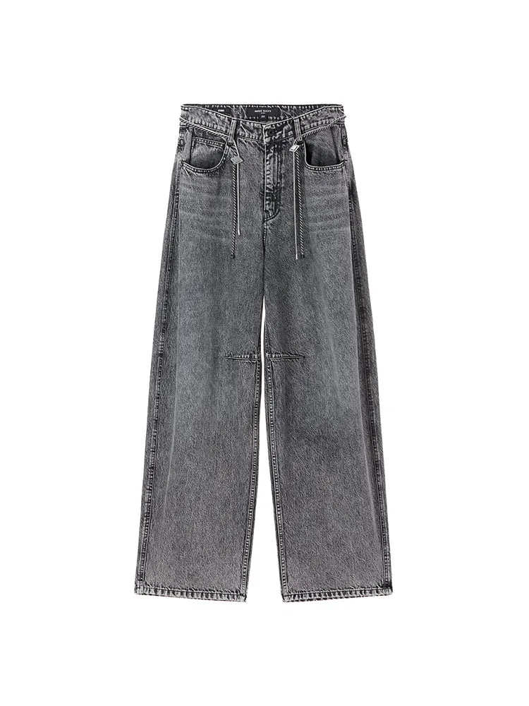 Loose Fit Jeans With Waist Chain
