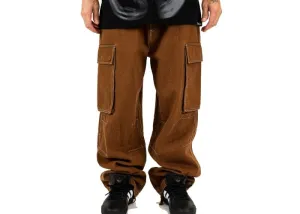 Loviah Jeans Cargo Brown Wash/Baby Blue Stitches