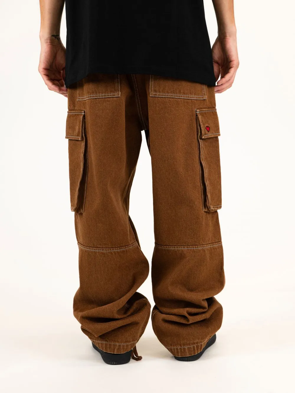 Loviah Jeans Cargo Brown Wash/Baby Blue Stitches