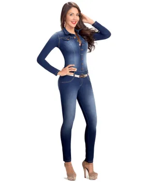 Lowla Colombian Denim Jump Suit with Internal Girdle Control