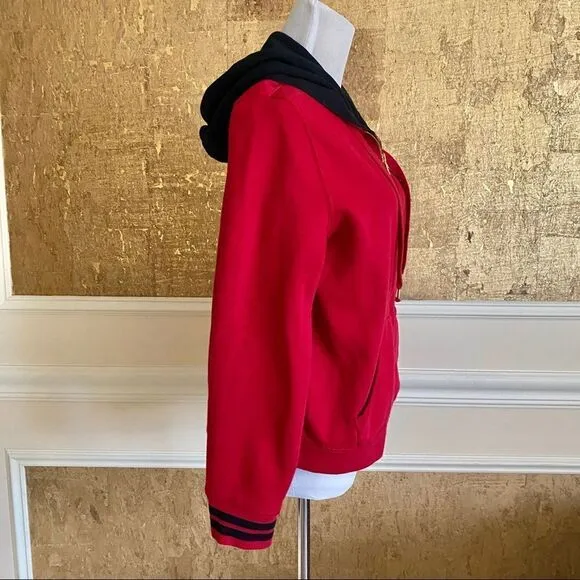 LRL Ralph Lauren red hooded zipper sportive sweatshirt cardigan jacket LP