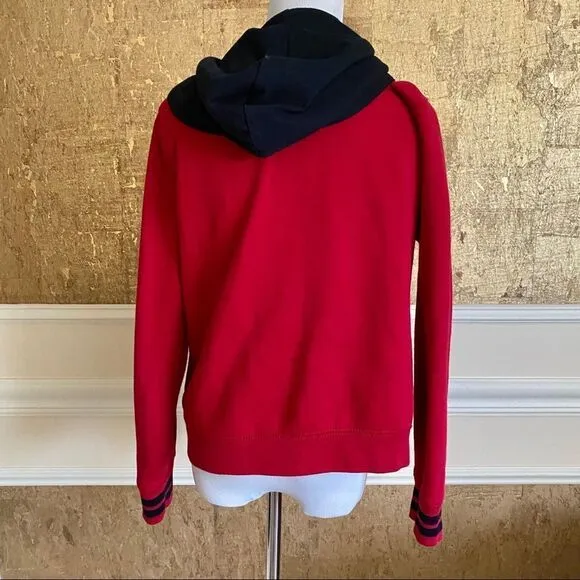 LRL Ralph Lauren red hooded zipper sportive sweatshirt cardigan jacket LP