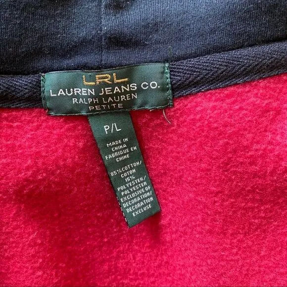 LRL Ralph Lauren red hooded zipper sportive sweatshirt cardigan jacket LP