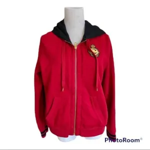 LRL Ralph Lauren red hooded zipper sportive sweatshirt cardigan jacket LP