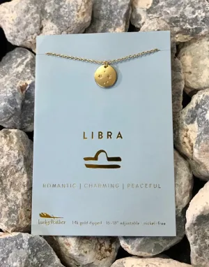 Lucky Feather Zodiac Astrology Necklace - Libra Glow Fish Studios
