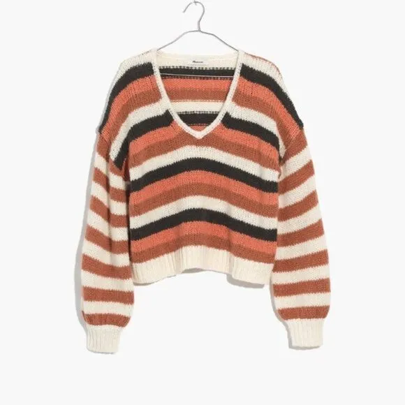 Madewell Balloon Sleeve Pullover Sweater Stripe