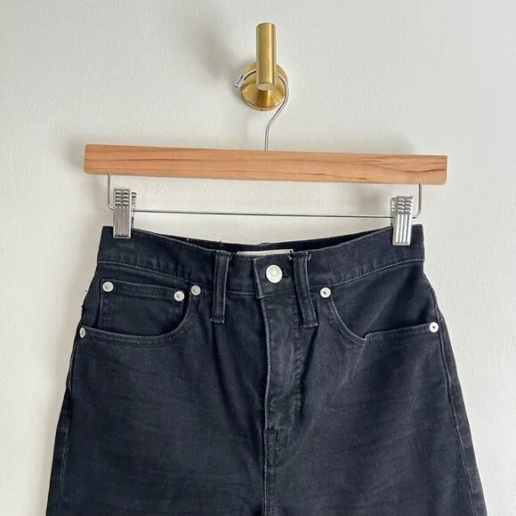Madewell Classic Straight Denim High Rise Dark Wash Jeans Black 25