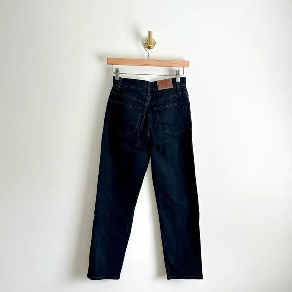 Madewell Classic Straight Denim High Rise Dark Wash Jeans Black 25