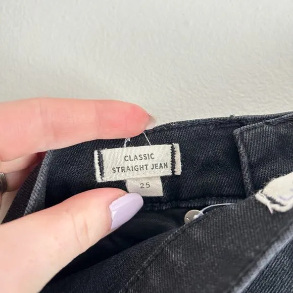 Madewell Classic Straight Denim High Rise Dark Wash Jeans Black 25