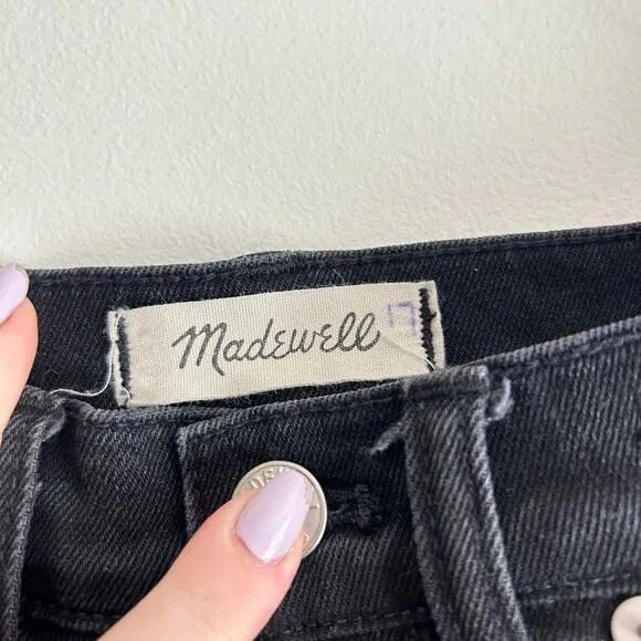 Madewell Classic Straight Denim High Rise Dark Wash Jeans Black 25