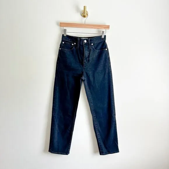 Madewell Classic Straight Denim High Rise Dark Wash Jeans Black 25
