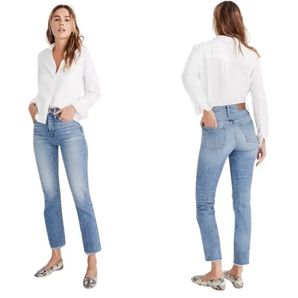 Madewell Curvy Perfect Vintage Straight Jeans 100% Cotton Light Wash Size 27