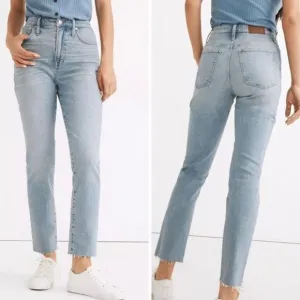 Madewell Curvy Perfect Vintage Straight Jeans 100% Cotton Light Wash Size 27