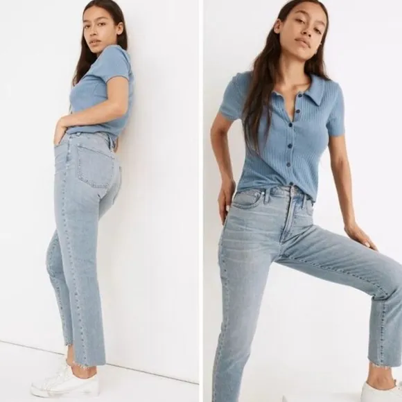 Madewell Curvy Perfect Vintage Straight Jeans 100% Cotton Light Wash Size 27