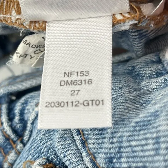 Madewell Curvy Perfect Vintage Straight Jeans 100% Cotton Light Wash Size 27