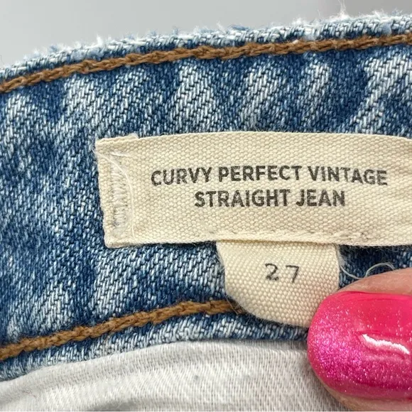 Madewell Curvy Perfect Vintage Straight Jeans 100% Cotton Light Wash Size 27