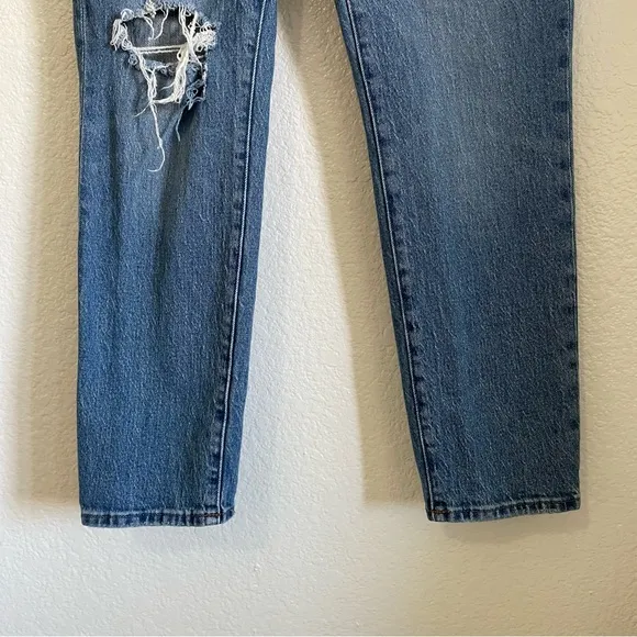 Madewell Mid Rise Perfect Vintage Jeans Ripped Distressed Blue Denim ND511 27