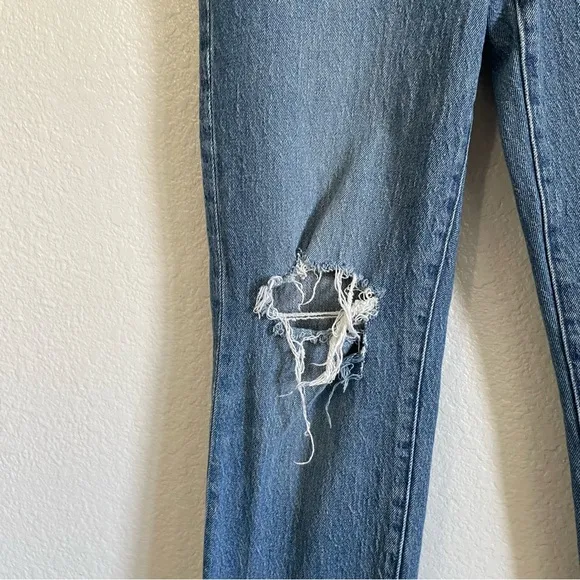 Madewell Mid Rise Perfect Vintage Jeans Ripped Distressed Blue Denim ND511 27