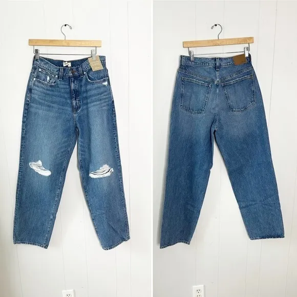 Madewell New The Dadjean in Brockport Wash Ripped Edition Jeans Denim NWT 28