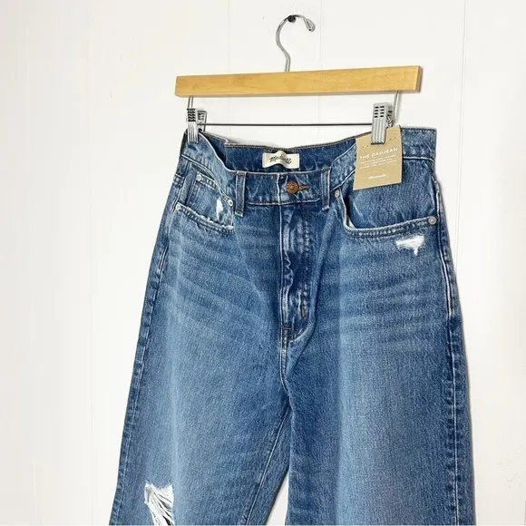 Madewell New The Dadjean in Brockport Wash Ripped Edition Jeans Denim NWT 28