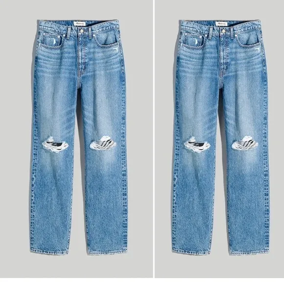 Madewell New The Dadjean in Brockport Wash Ripped Edition Jeans Denim NWT 28