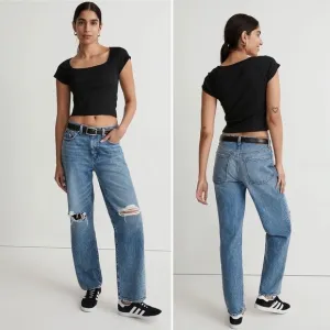 Madewell New The Dadjean in Brockport Wash Ripped Edition Jeans Denim NWT 28