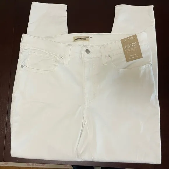 Madewell Plus Size 9&quot; Mid-Rise Skinny Crop Jeans in Pure White 14W