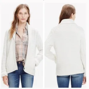 Madewell Shawl Collar Cableknit Zip Cardigan