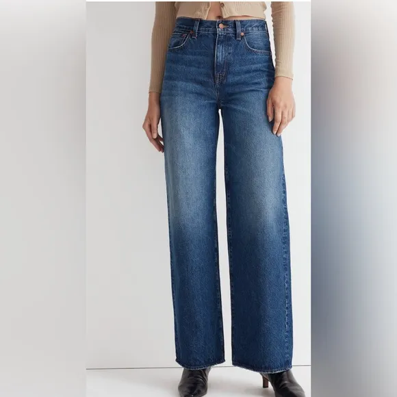 Madewell Super Wide Leg Jeans Halleran Wash Size 28