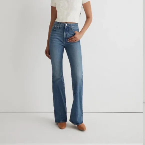 MADEWELL The Perfect Vintage Flare Jean in Kilmer Wash Blue Size 25