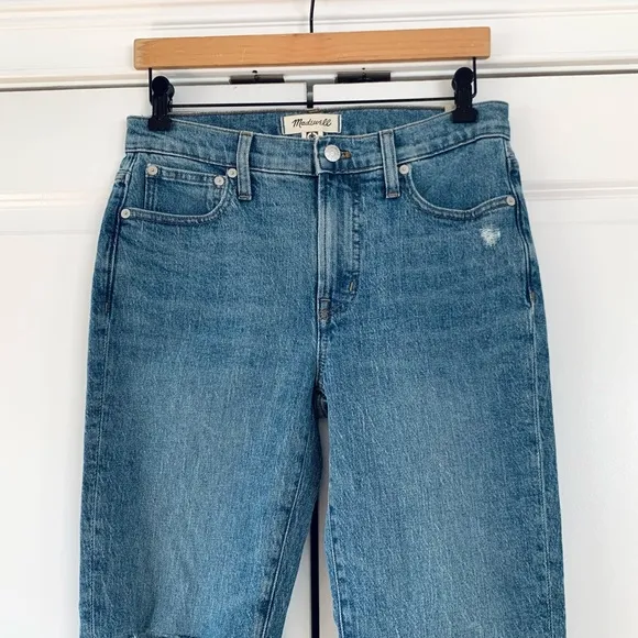 Madewell The Perfect Vintage Jean Mid Rise Straight Leg Crop Distressed Size 26