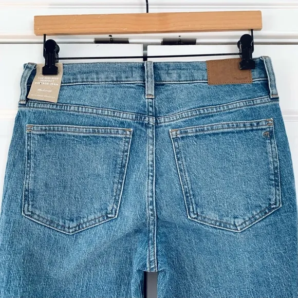 Madewell The Perfect Vintage Jean Mid Rise Straight Leg Crop Distressed Size 26