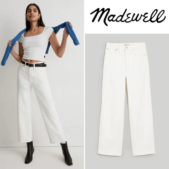 Madewell The Petite Perfect Vintage Wide Leg Crop Jean Tile White 30 P High Rise