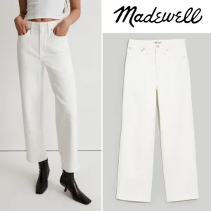 Madewell The Petite Perfect Vintage Wide Leg Crop Jean Tile White 30 P High Rise