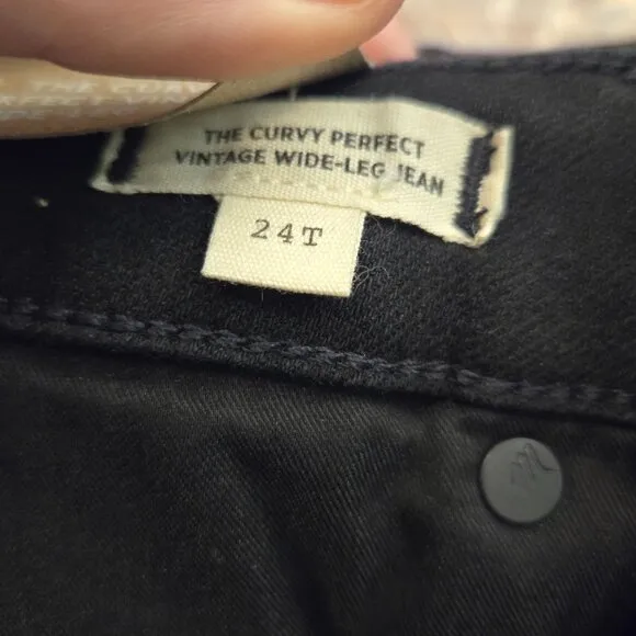 Madewell The Tall Curvy Perfect Vintage Wide-Leg Jean Black 24T NWT