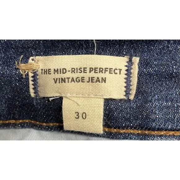 Madewell The Mid-Rise Perfect Vintage Jeans In Deming Wash Siz 30
