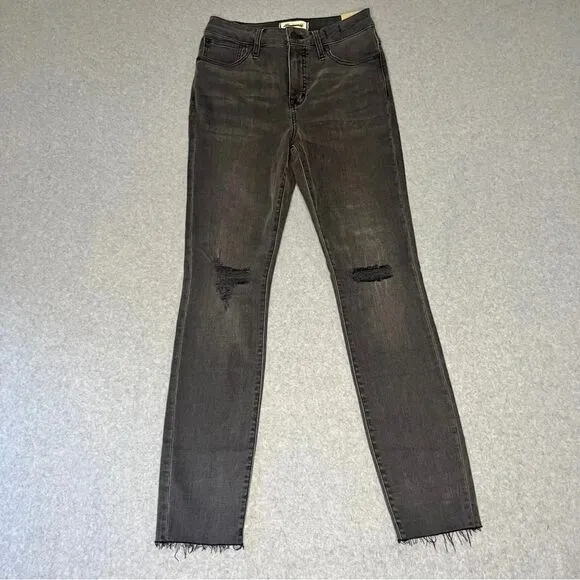 Madewell Women’s Curvy High Rise Skinny Charcoal Distressed Jeans NWT