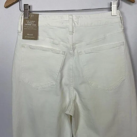 Madewell Womens‎ The Curvy Perfect Vintage Jeans Tile White Size 27 New