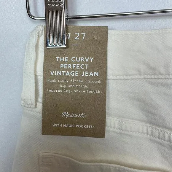 Madewell Womens‎ The Curvy Perfect Vintage Jeans Tile White Size 27 New